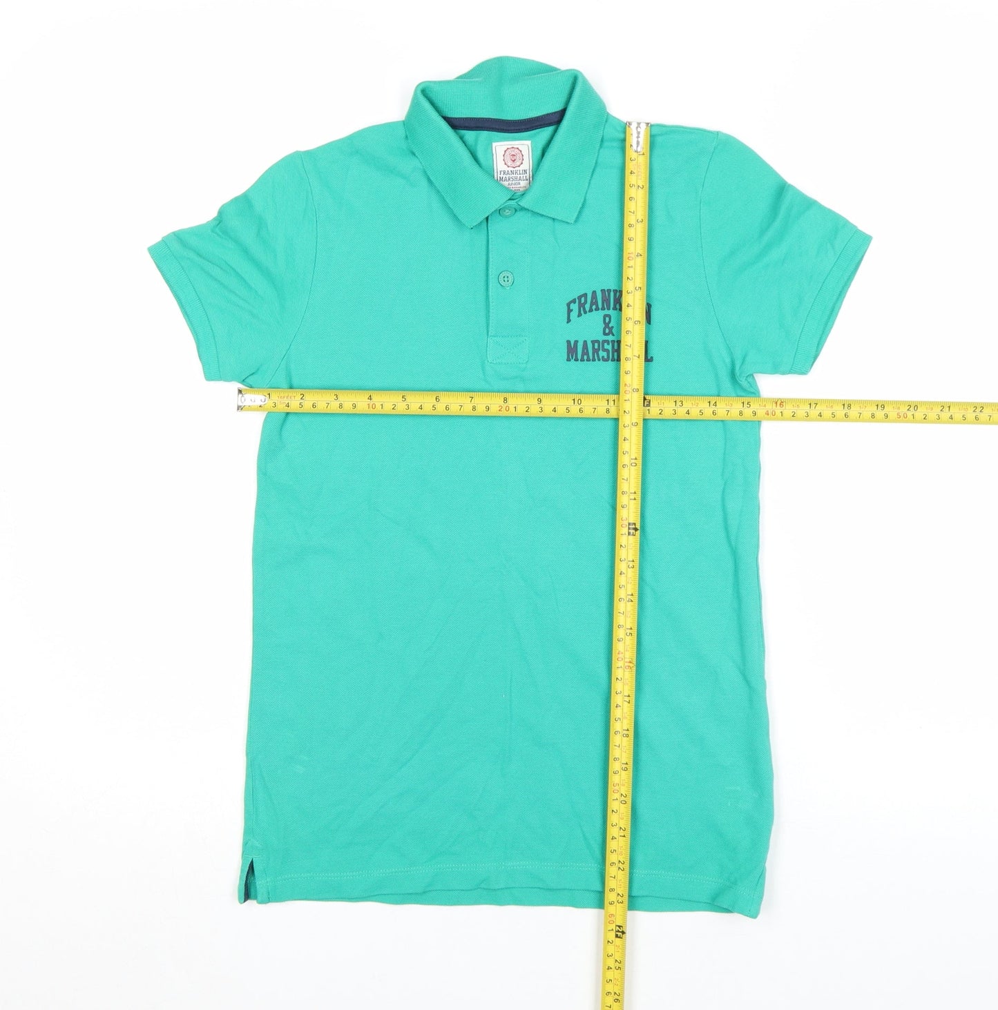 Franklin & Marshall Boys Green 10-11 Years Polo Shirt Cotton Logo Top