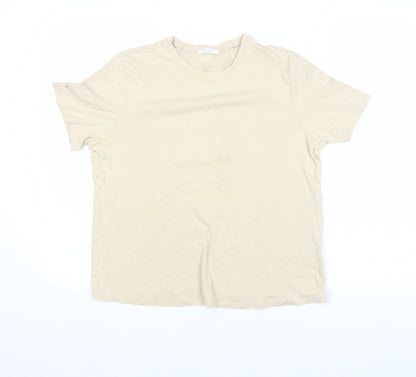 Whistles Womens Beige T-Shirt Size L Short Sleeve Cotton Basic Top