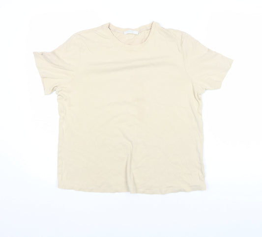 Whistles Womens Beige T-Shirt Size L Short Sleeve Cotton Basic Top