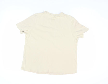 Whistles Womens Beige T-Shirt Size L Short Sleeve Cotton Basic Top