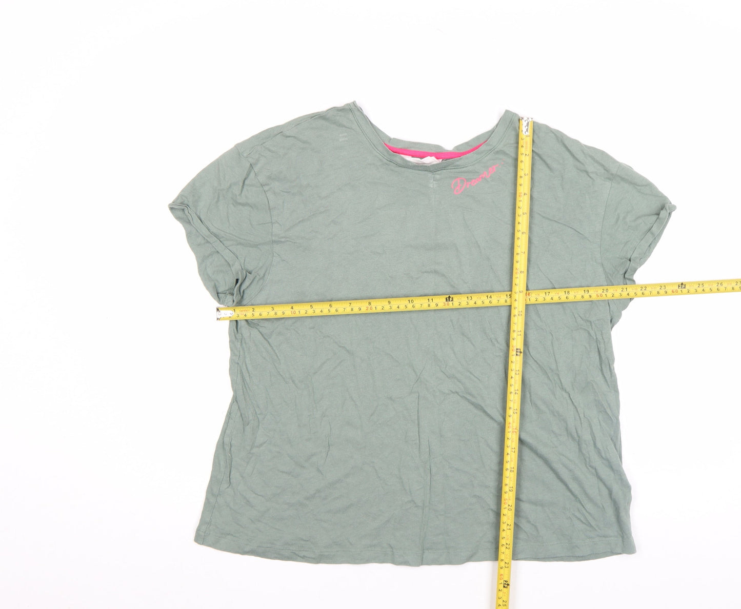 Marks and Spencer Women's Green Cotton Basic T-Shirt Size 14