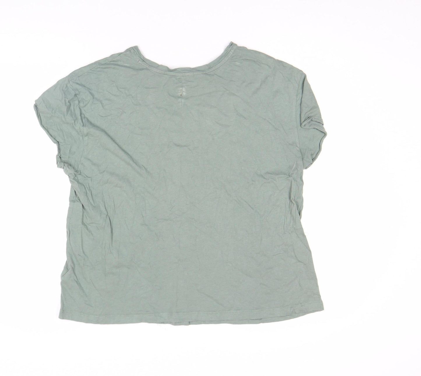 Marks and Spencer Women's Green Cotton Basic T-Shirt Size 14