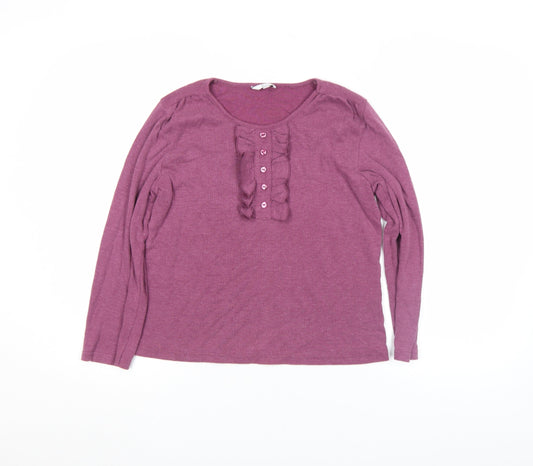 Klass Women’s Purple Long Sleeve Ruffle Button Tunic Blouse Size M
