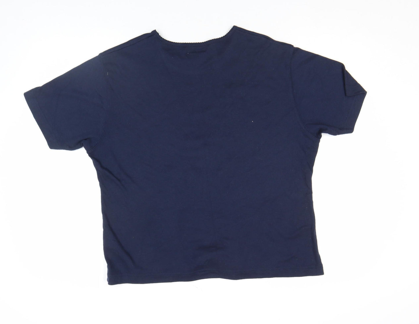 Bonmarché Women’s Blue Floral Embroidered Cotton Blend T-Shirt XL