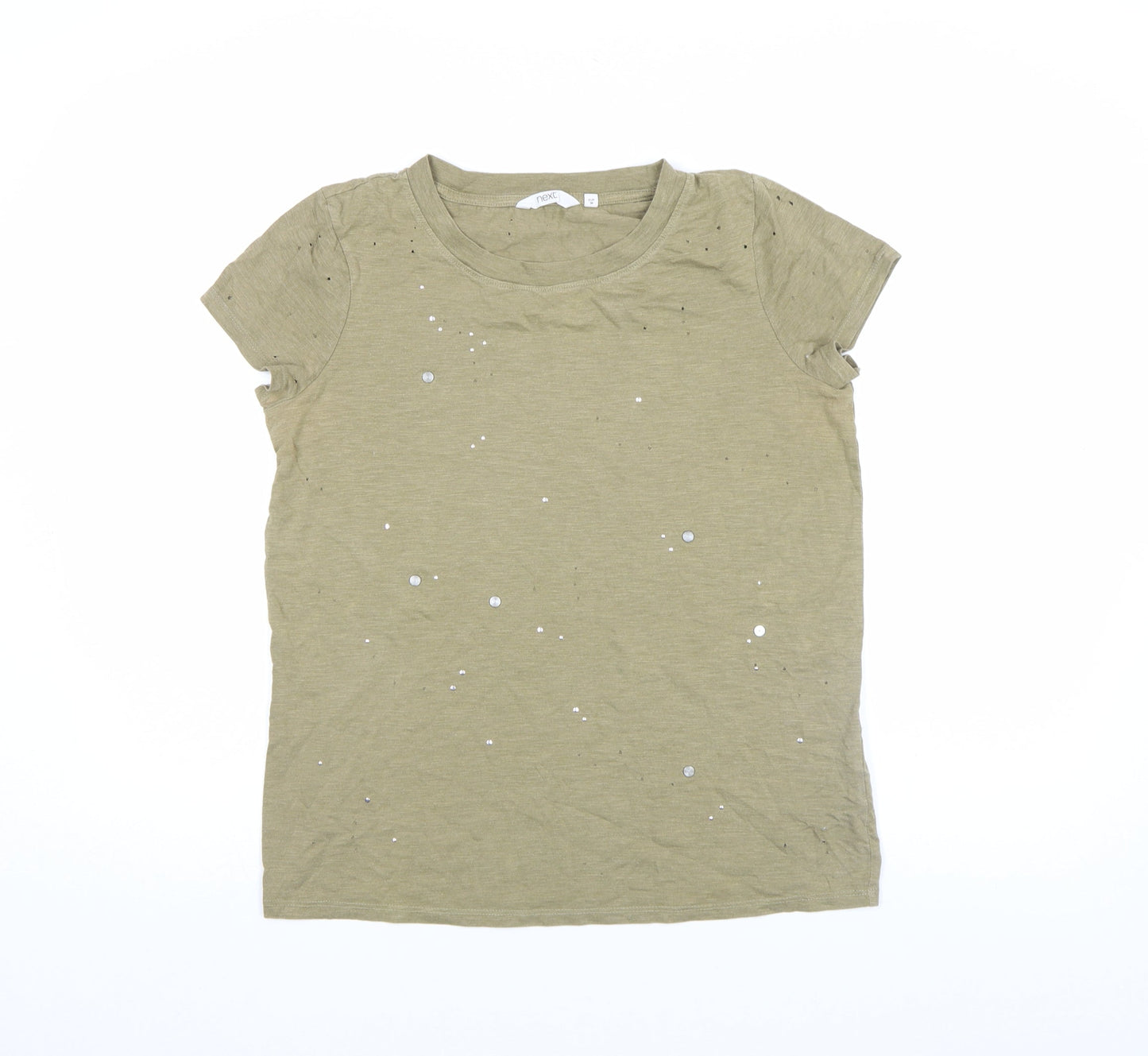 Next Women's Green Sequin Short Sleeve Jersey Cotton T-Shirt Size 8