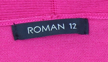 Roman Women’s Pink Short Sleeve Open Cardigan Size 12 Viscose Knit