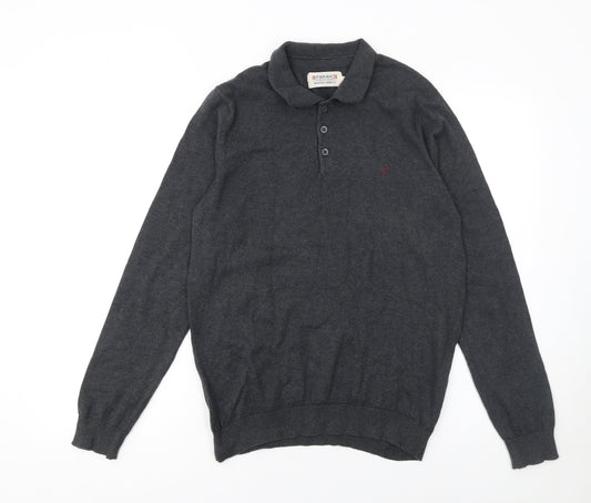 Farah 1920 Men’s Grey Cotton Long Sleeve Polo Jumper Size M