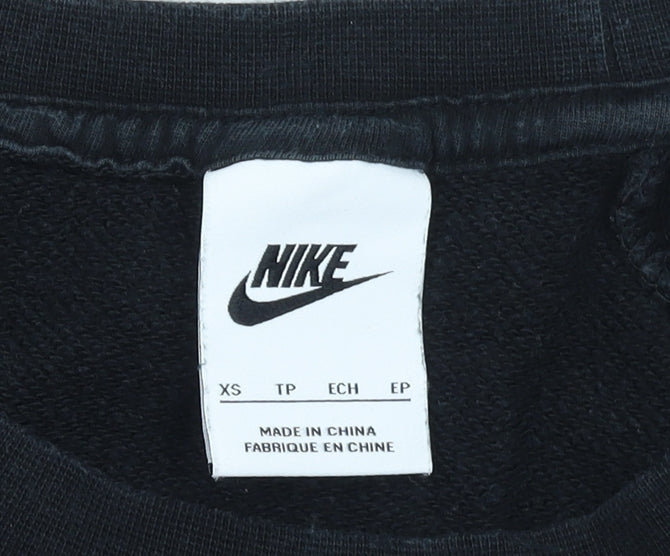 Nike Women's Black XS Pullover Sweatshirt with Logo Print