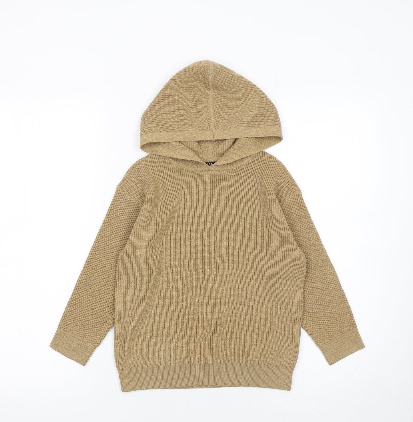 Next Boys Beige Knit Pullover Hoodie 5 Years Cotton Blend Long Sleeve