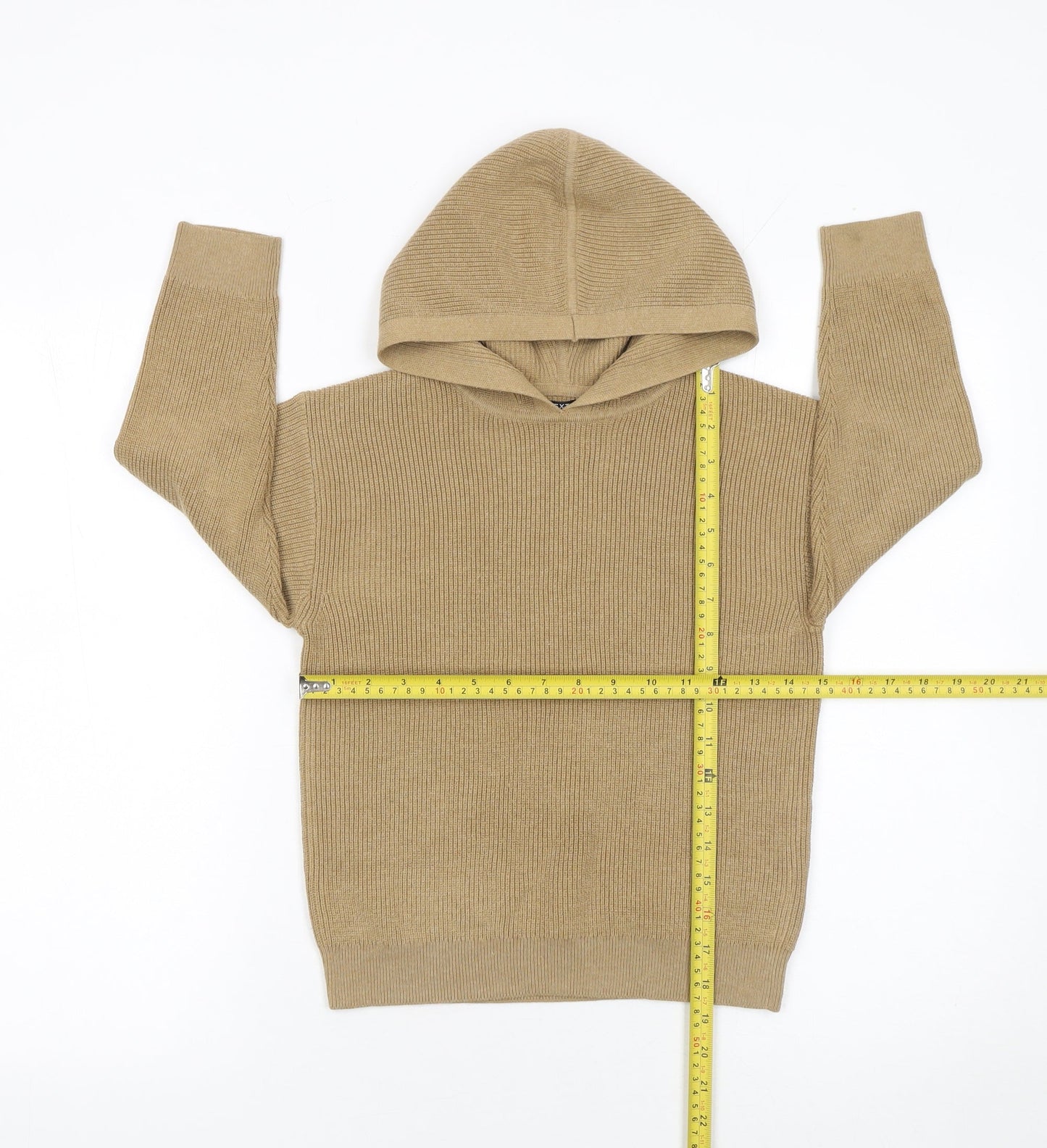 Next Boys Beige Knit Pullover Hoodie 5 Years Cotton Blend Long Sleeve