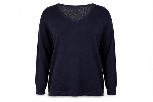 Gap Women’s Blue V-Neck Cotton Knit Pullover Jumper Size L