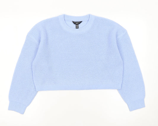 New Look Teens Blue Chunky Knit Crew Neck Pullover Jumper Size 12