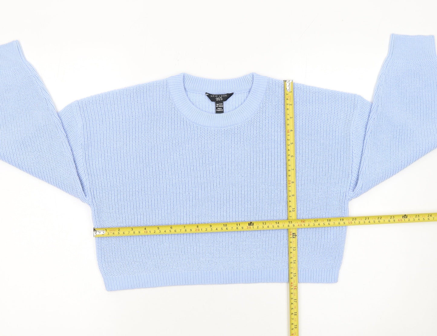 New Look Teens Blue Chunky Knit Crew Neck Pullover Jumper Size 12
