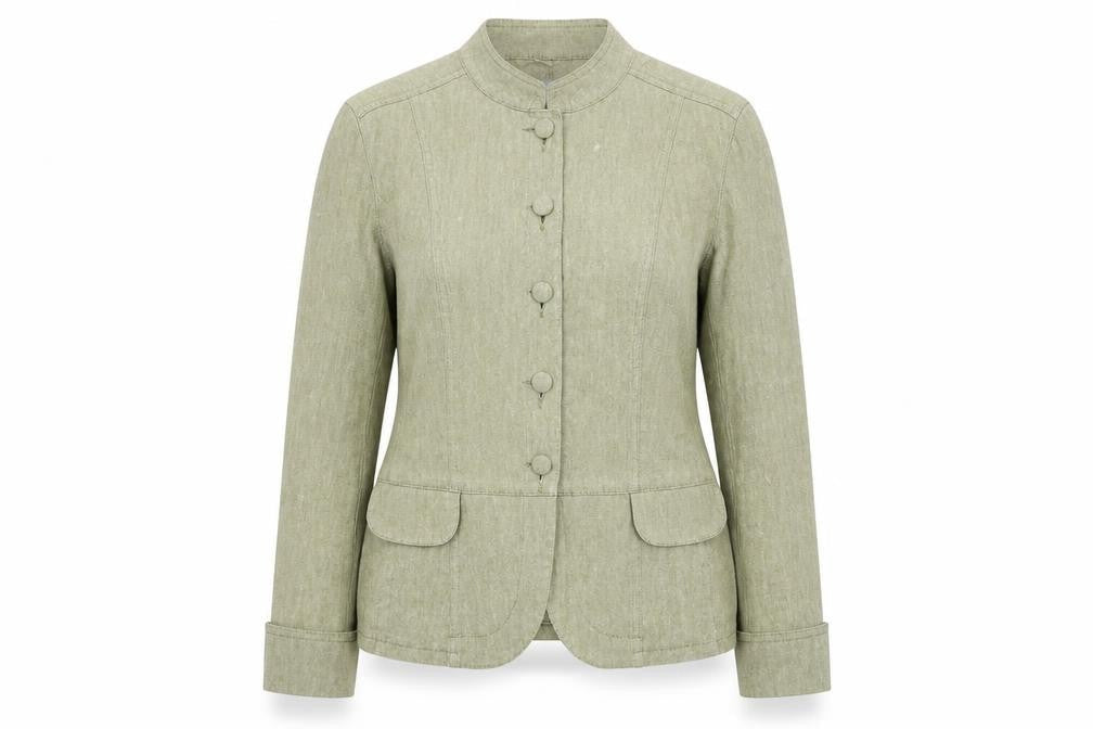 Marks & Spencer Per Una Women's Green Linen Blend Tailored Blazer Size 12