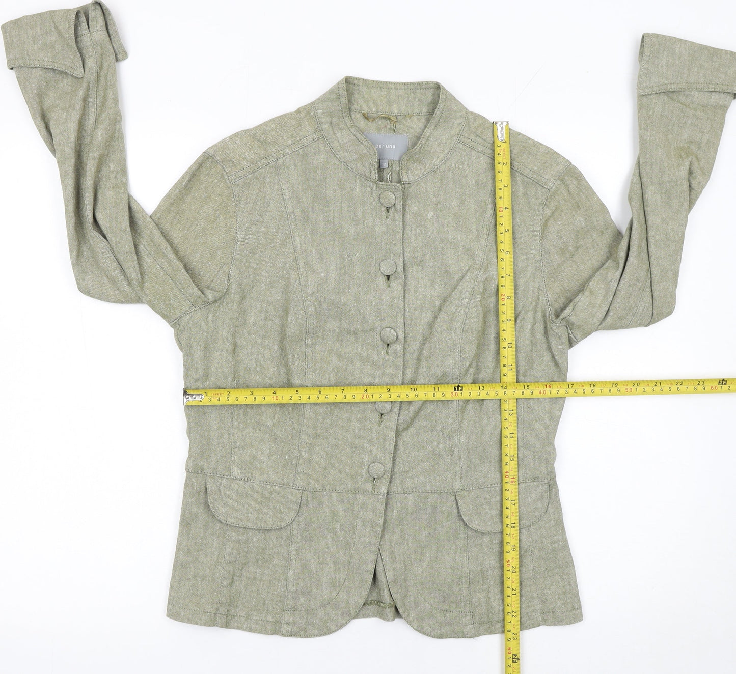 Marks and Spencer Per Una Women's Green Linen Blend Tailored Blazer Size 12