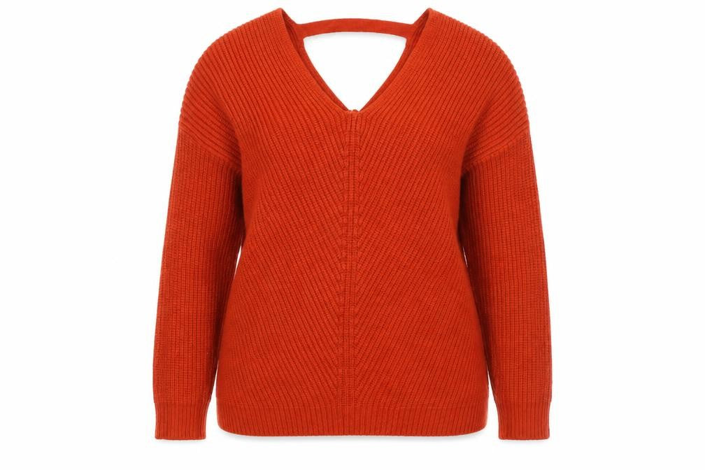 New Look Women’s Orange V-Neck Maternity Jumper, Size S, Knit Acrylic