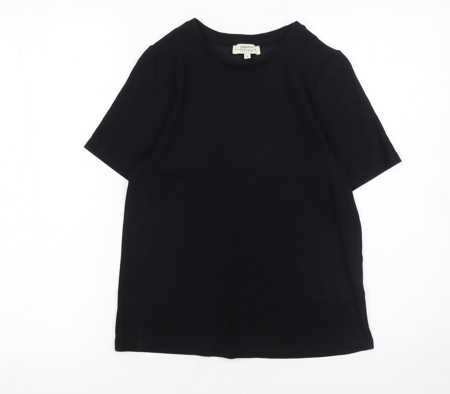 Papaya Women’s Black Short Sleeve Basic T-Shirt UK 8