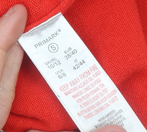 Primark Women’s Red Crew Neck Button Detail Jumper Size 10