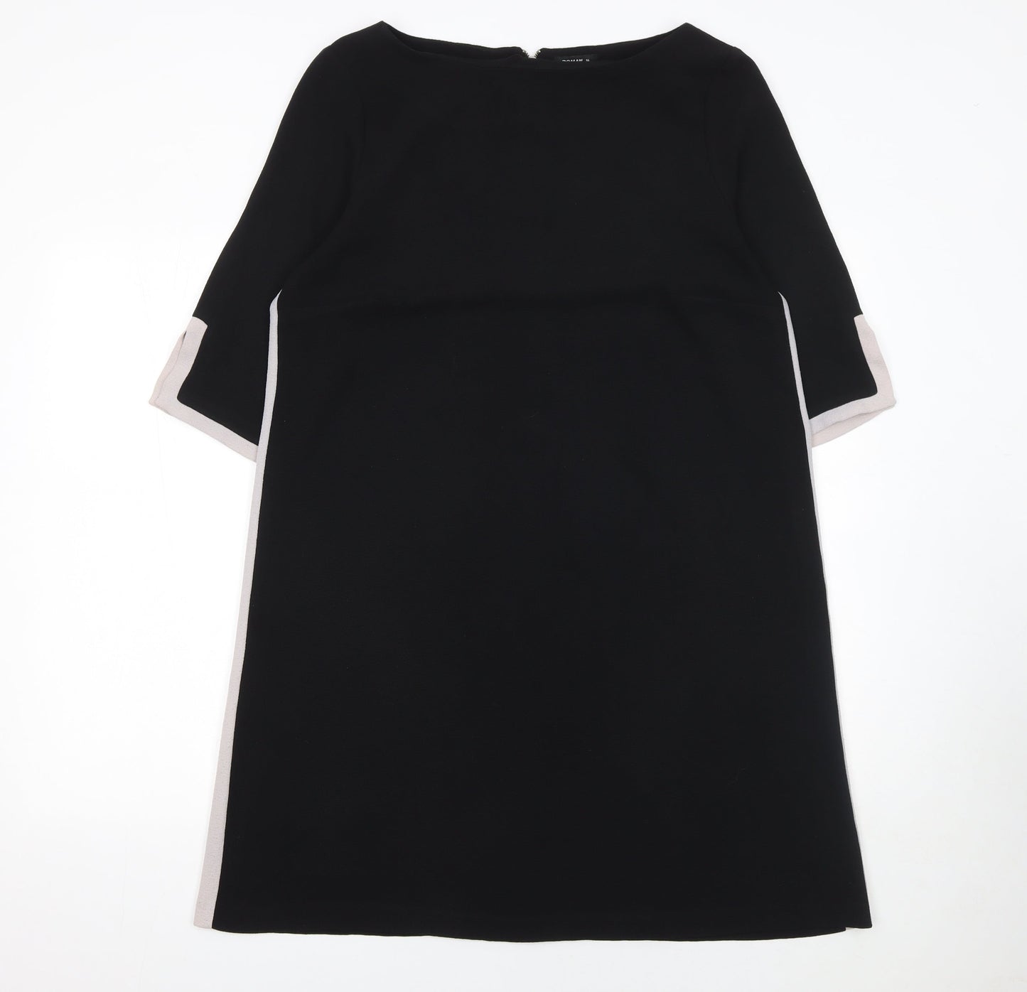 Roman Women Black Size 14 Shift Dress 3/4 Sleeve Zip Back