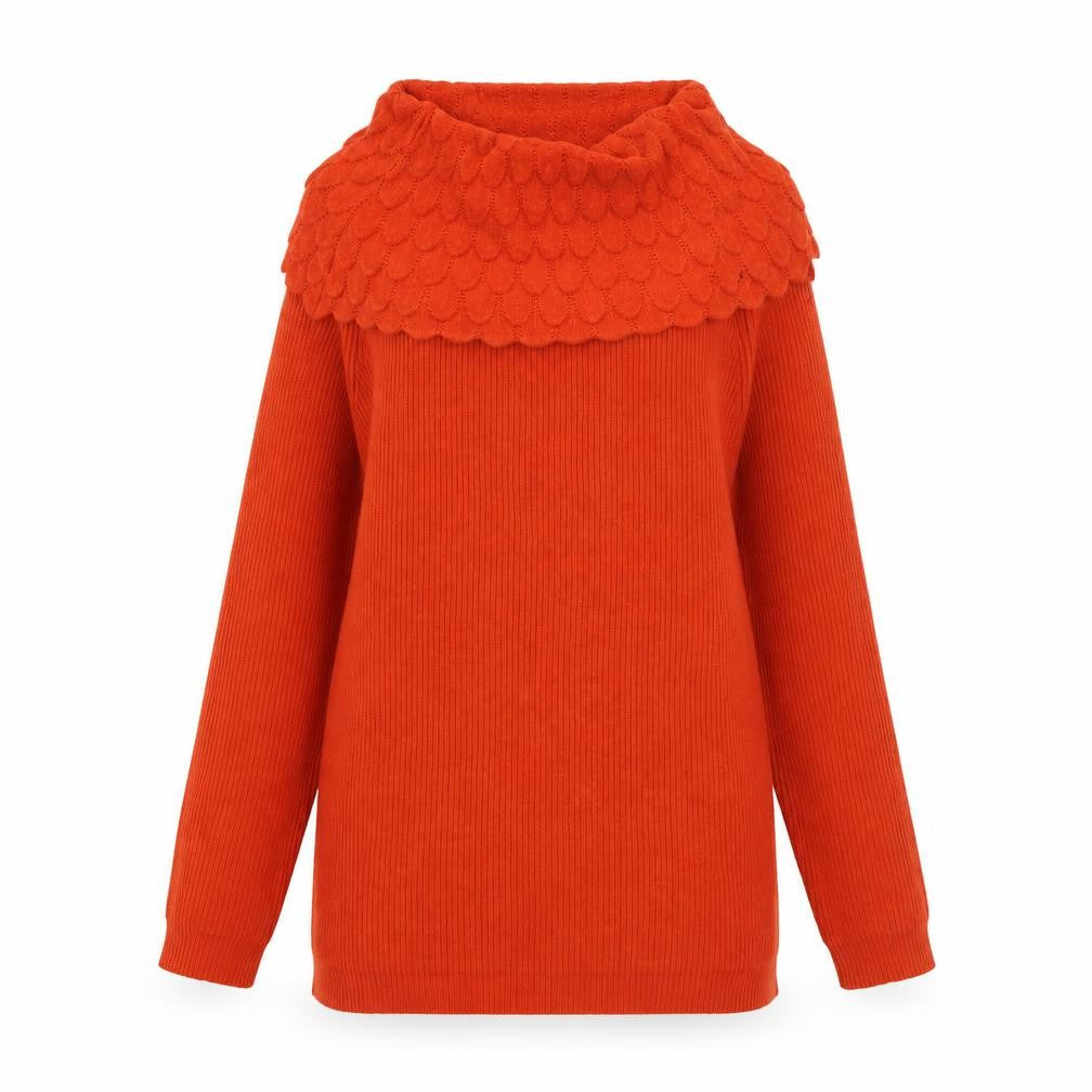 MC Lorene Women's Orange Cowl Neck Knit Jumper One Size