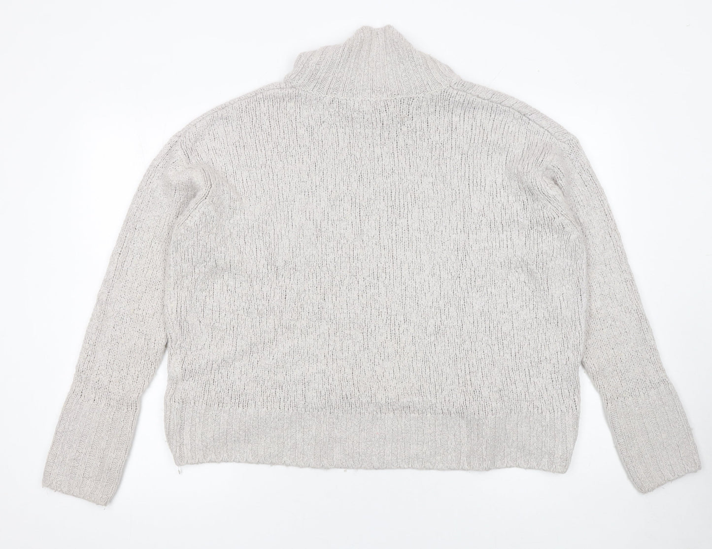 H&M Women Grey Roll Neck Acrylic Wool Alpaca Jumper Size S
