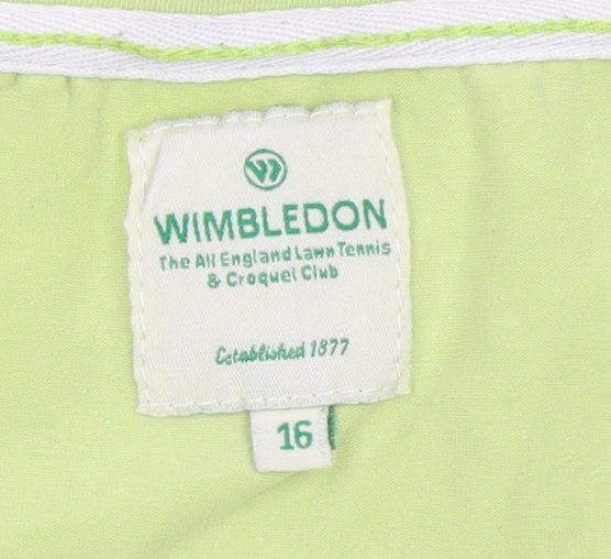 Wimbledon Womens Green Size 16 Cotton T-Shirt Short Sleeve