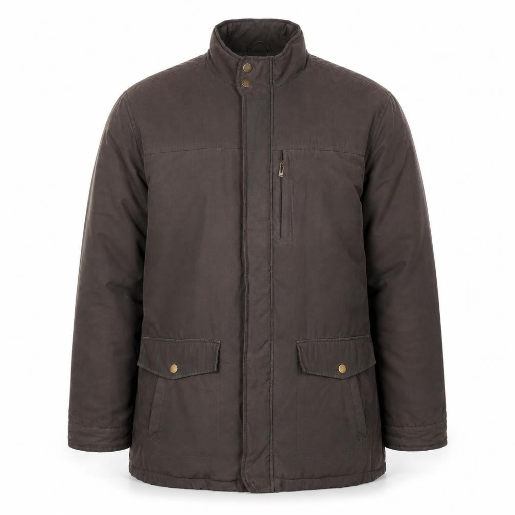 Greenwoods Men’s Brown L Lined Casual Mid-Length Jacket