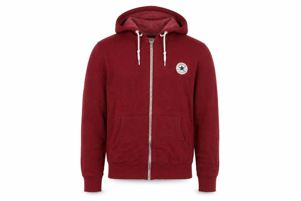 Converse Men's Red Full Zip Hoodie Size S Cotton Blend