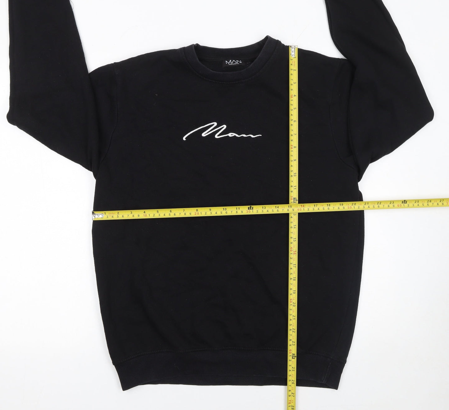 boohooMAN Men’s Black Embroidered Logo Pullover Sweatshirt Size L