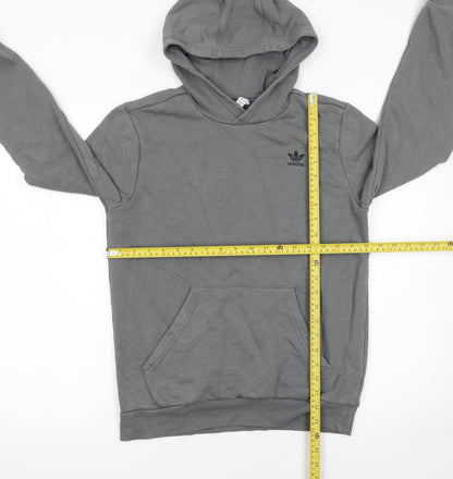 Back view of Adidas boys’ grey pullover hoodie, size 13-14, years cotton blend
