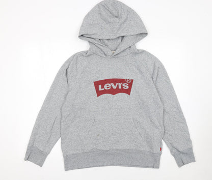 Levi's Womens Grey Hoodie Small Pullover Logo Cotton Blend Casual