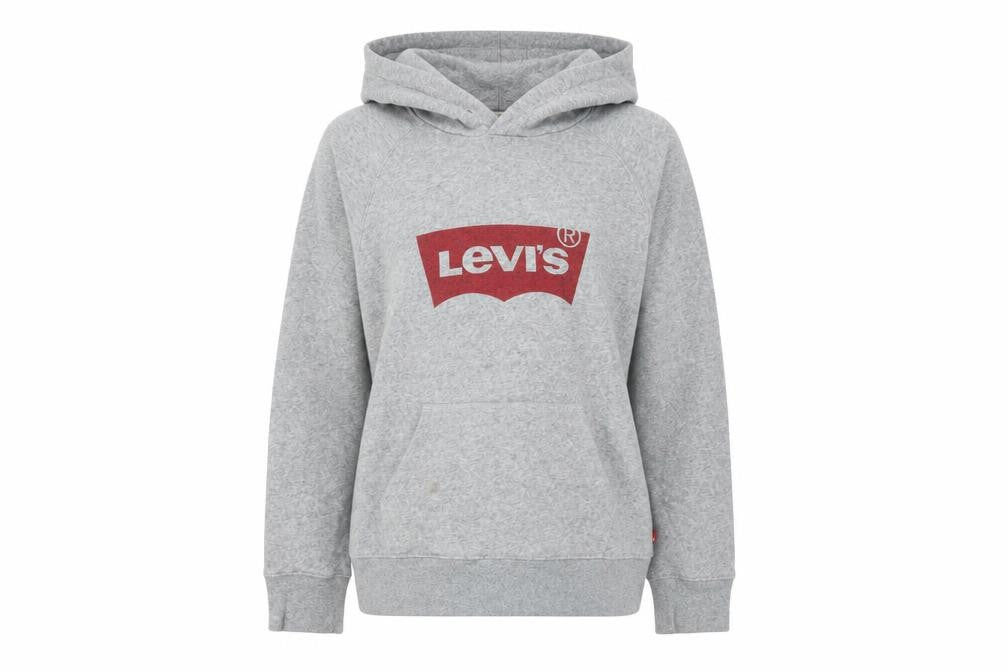 Levi's Womens Grey Hoodie Small Pullover Logo Cotton Blend Casual