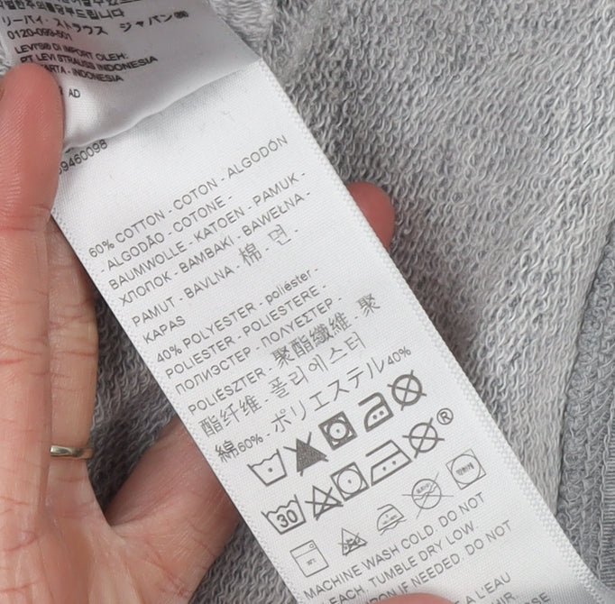 Levi's Womens Grey Hoodie Small Pullover Logo Cotton Blend Casual