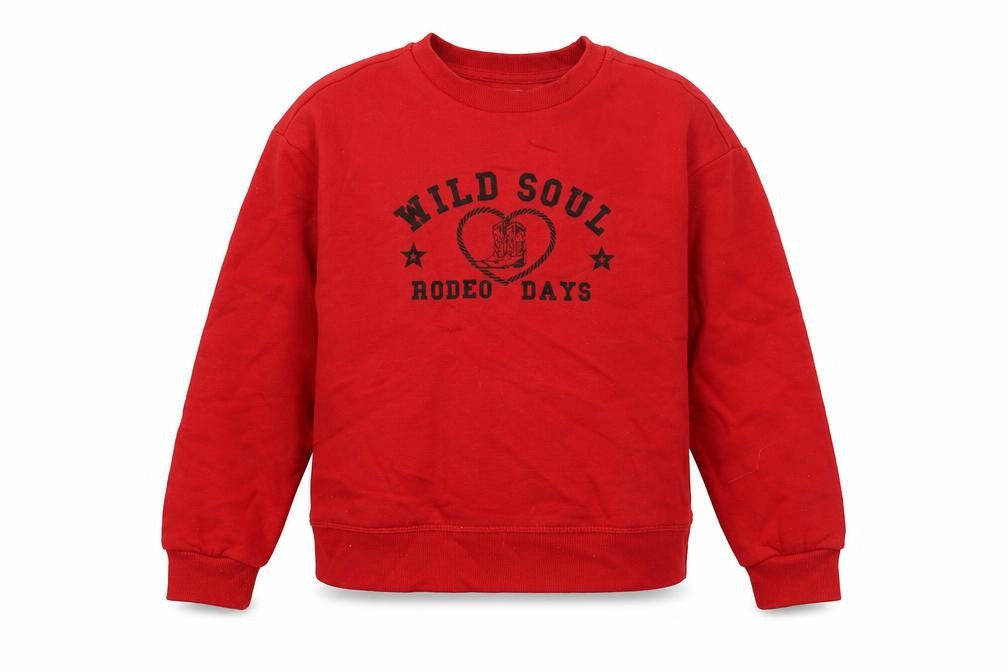 Primark Boys Red Wild Soul Rodeo Days Graphic Pullover Sweatshirt 8-9 Years