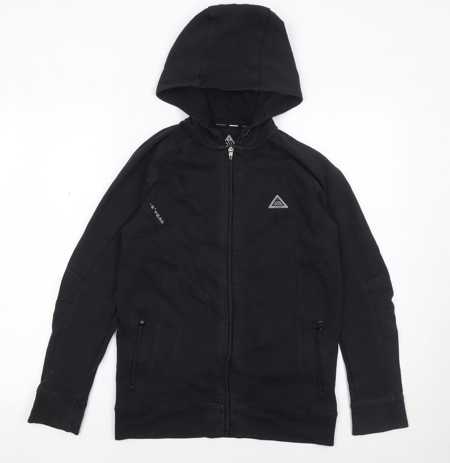 -9° PEAK Boys Black Full Zip Hoodie 12-13 Years Outdoor Fleece