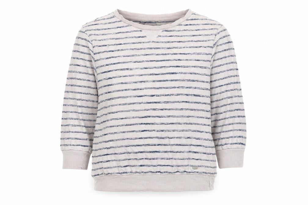 O'Neill Womens Beige Blue Striped Pullover Sweatshirt XS Cotton Blend