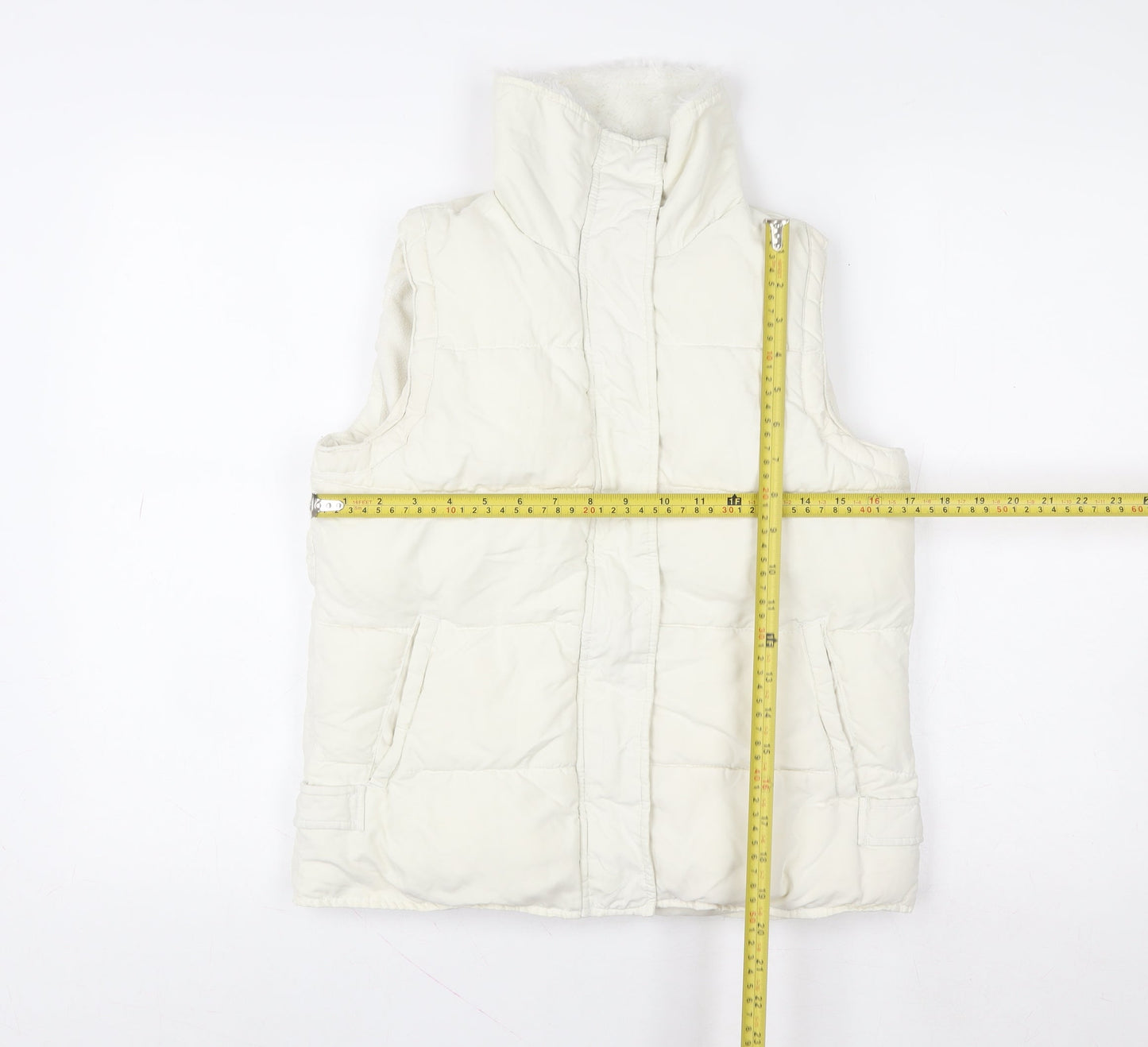 Evie Women Ivory Size 10 Padded Puffer Waistcoat Gilet
