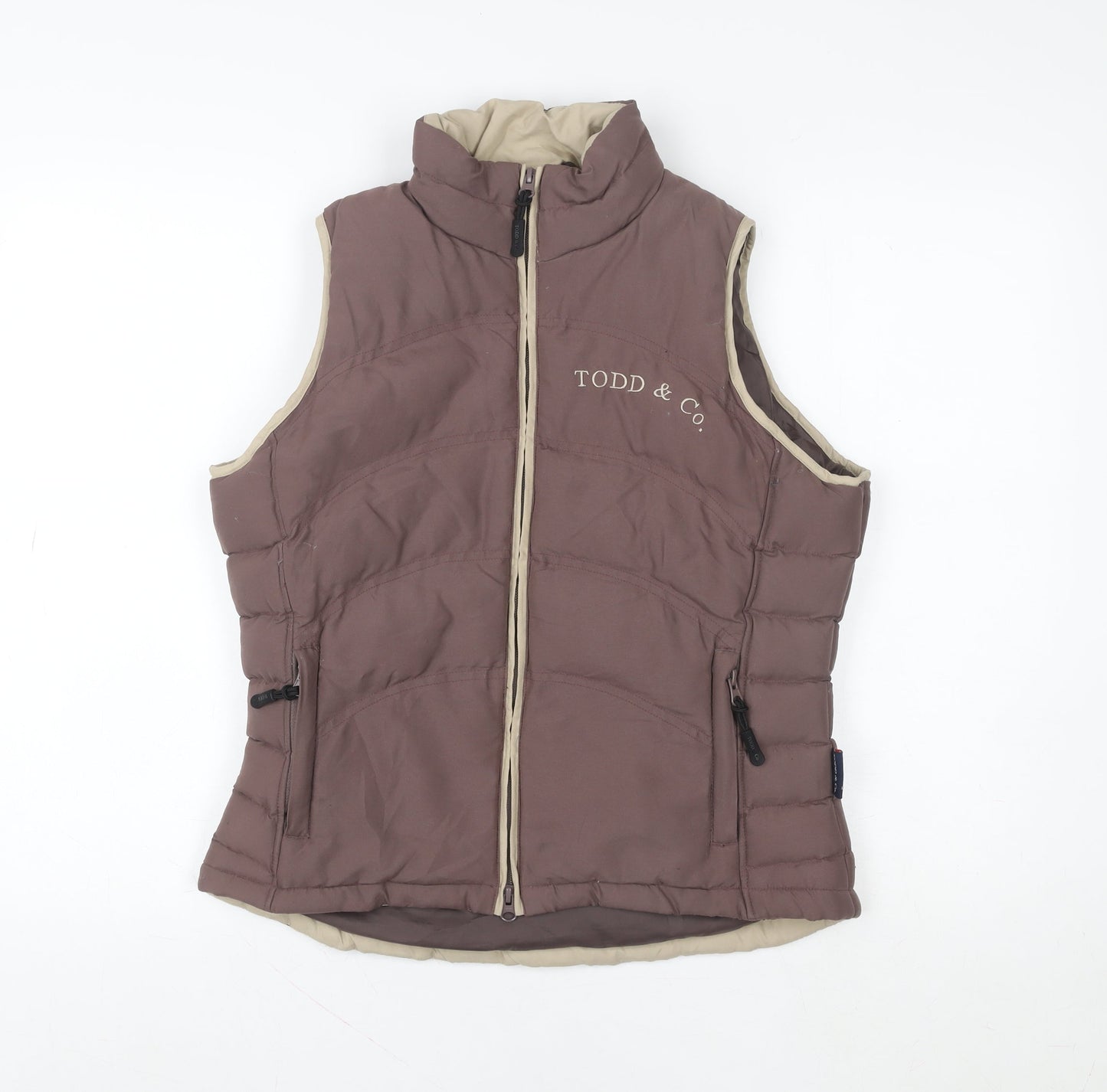 Todd & Co. Women's Brown Puffer Waistcoat Size 10 Sleeveless Gilet