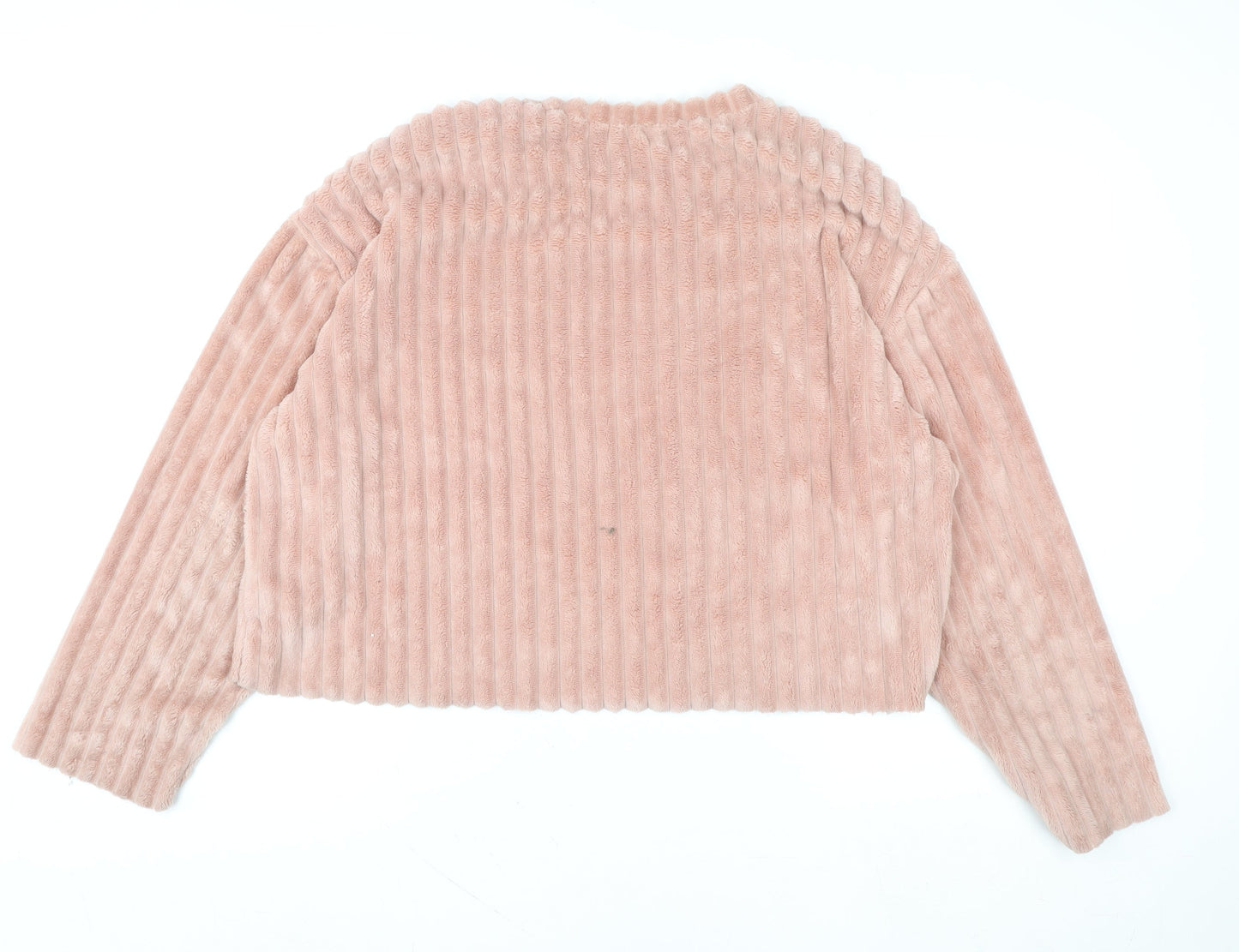 Zara Trafaluc Women Pink L Fleece Pullover Sweatshirt Soft Faux Fur