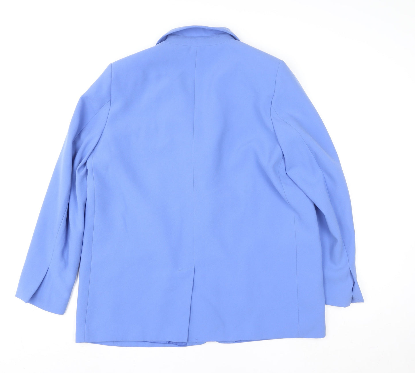Zara Women Blue XL Blouse Basic Collared Long Sleeve Workwear