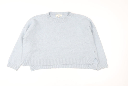 Olive Women Blue Wool Blend Crew Neck Pullover Jumper M
