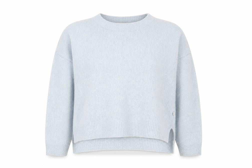 Olive Women Blue Wool Blend Crew Neck Pullover Jumper M