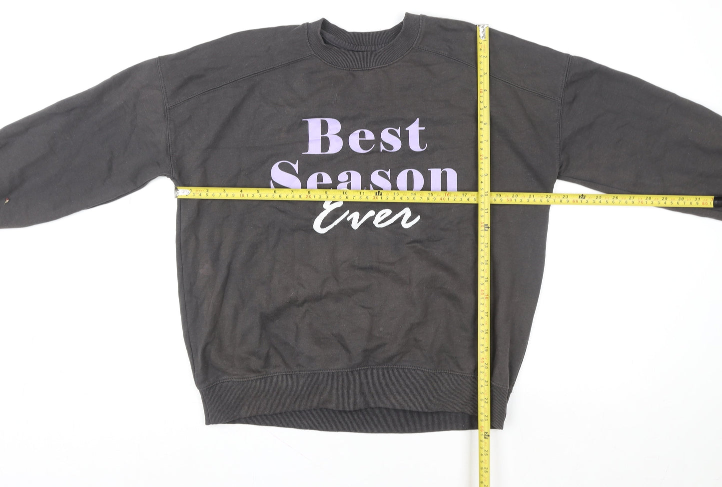 Lefties Women Black Cotton Blend Pullover Sweatshirt Size 12 'Best Season Ever'