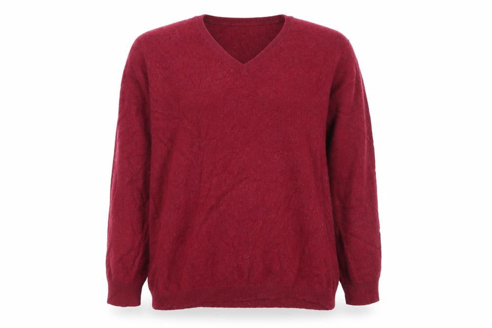 Woolovers Women Red XL V-Neck Merino Wool Pullover Jumper
