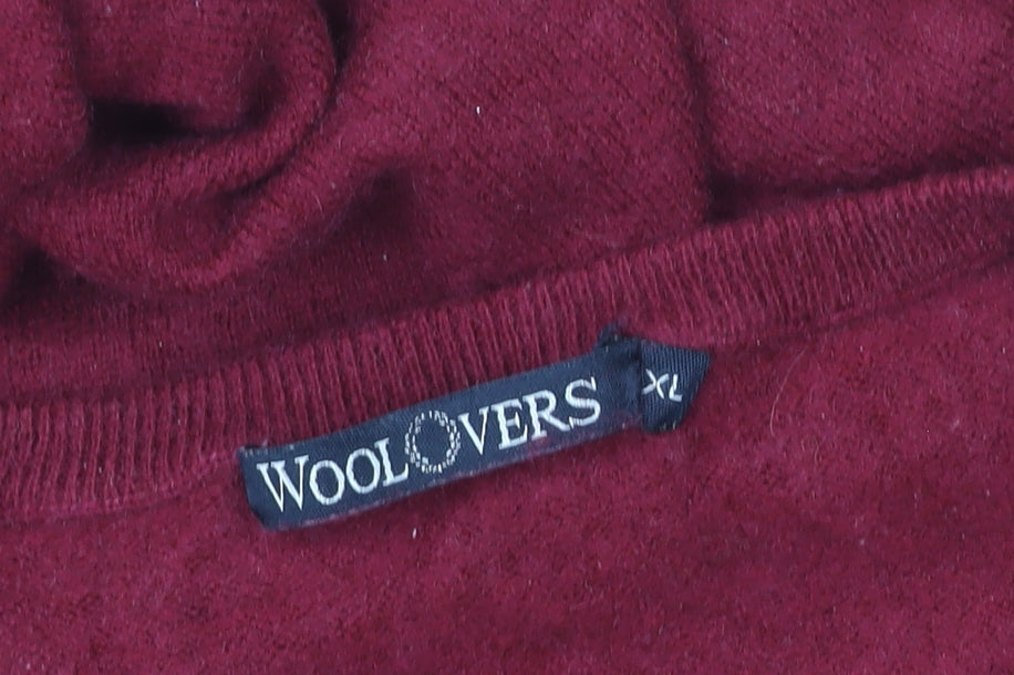 Woolovers Women Red XL V-Neck Merino Wool Pullover Jumper