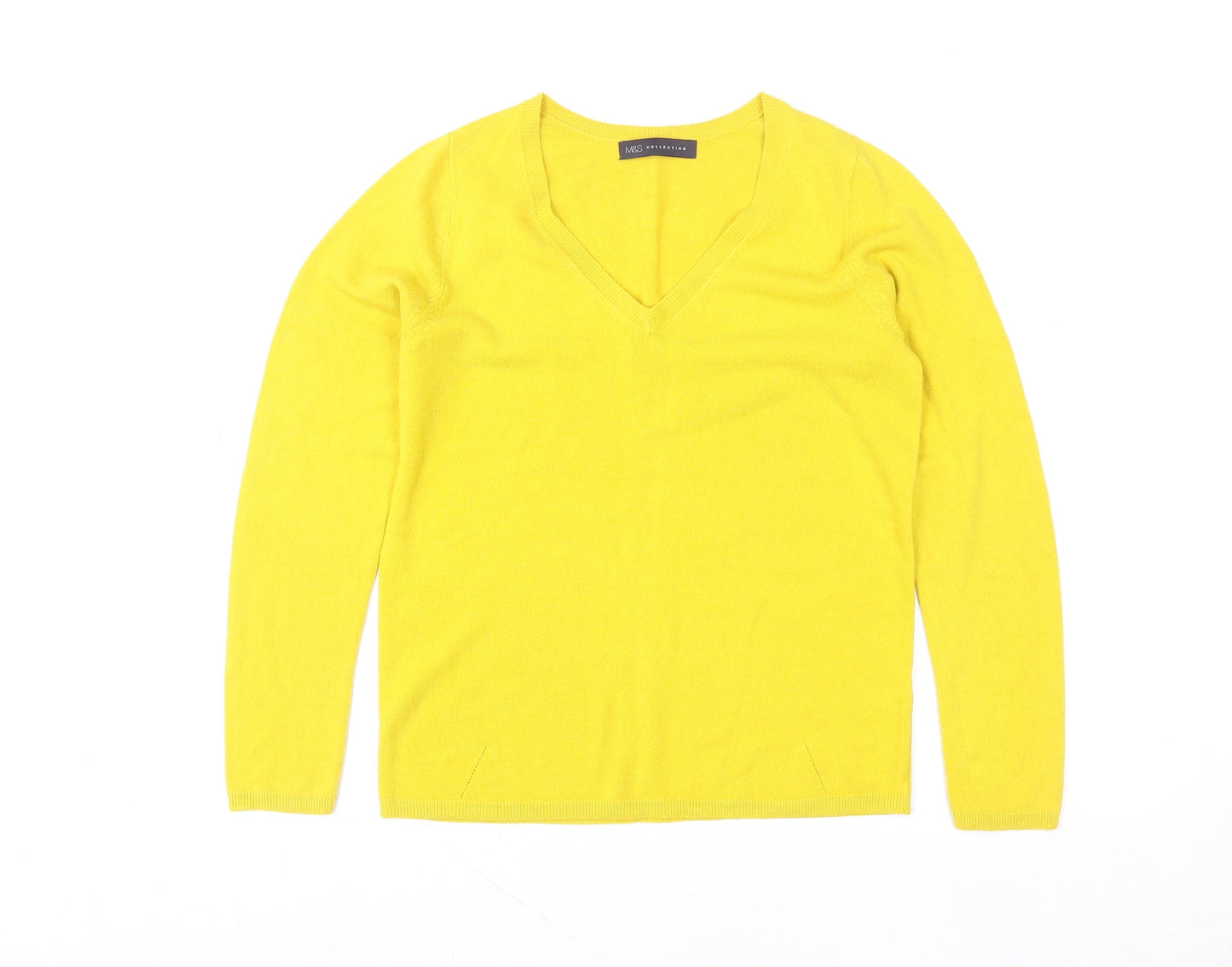 Marks and Spencer Women Yellow V-Neck Pullover Sweater UK 10
