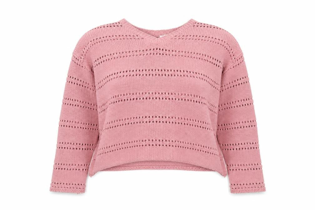 Thought Women Pink Organic Cotton Knitted Pullover Sweater Size 12