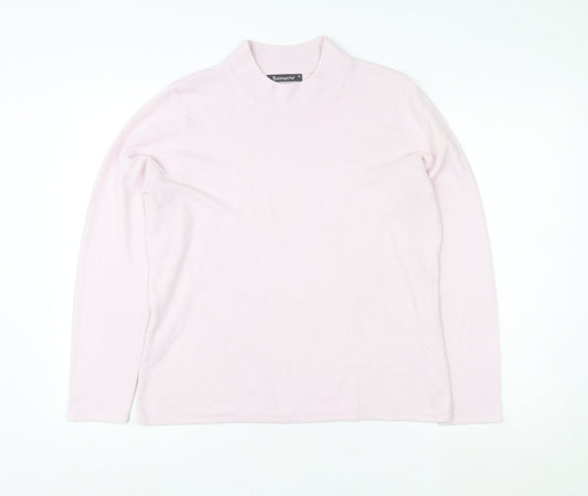 Bonmarché Women Pink Acrylic Pullover Sweatshirt M Roll Neck