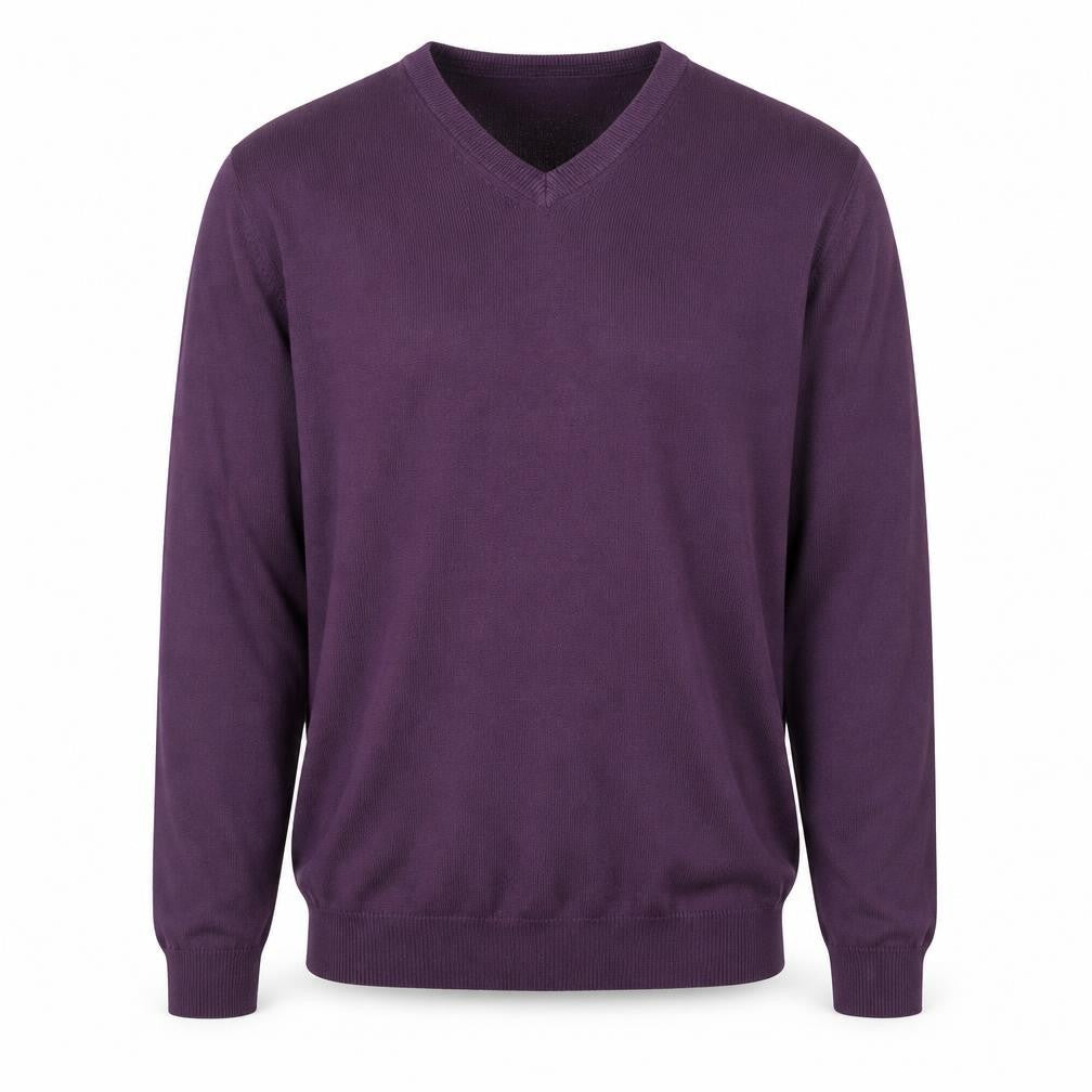 James Pringle Men's Purple V-Neck Acrylic Knit Pullover Jumper Size M