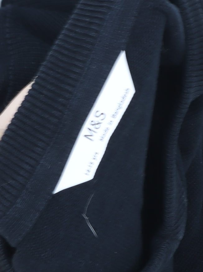 Marks and Spencer Teens Black V-Neck Cotton Pullover Sweatshirt 14 Plus